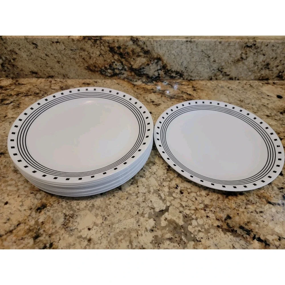 Corelle City Block Dinner Plates, set of 13   excellent 10-1/4